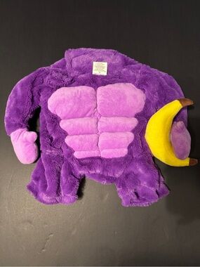 Purple Plush Padded Dog Costume with Yellow Horn Accent
